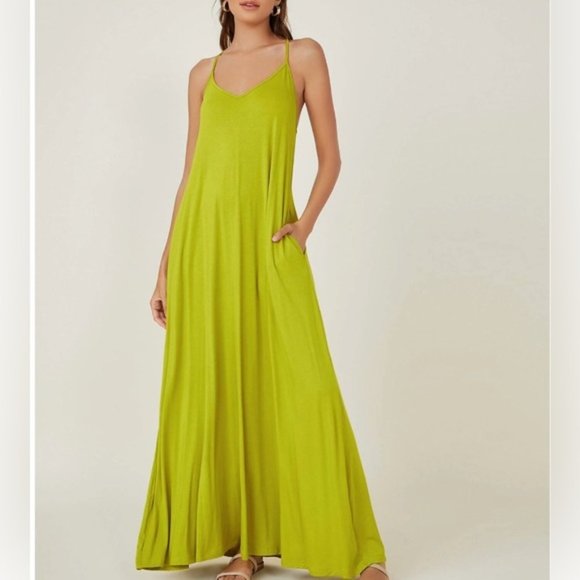 Lime Cami Dress With Pockets
